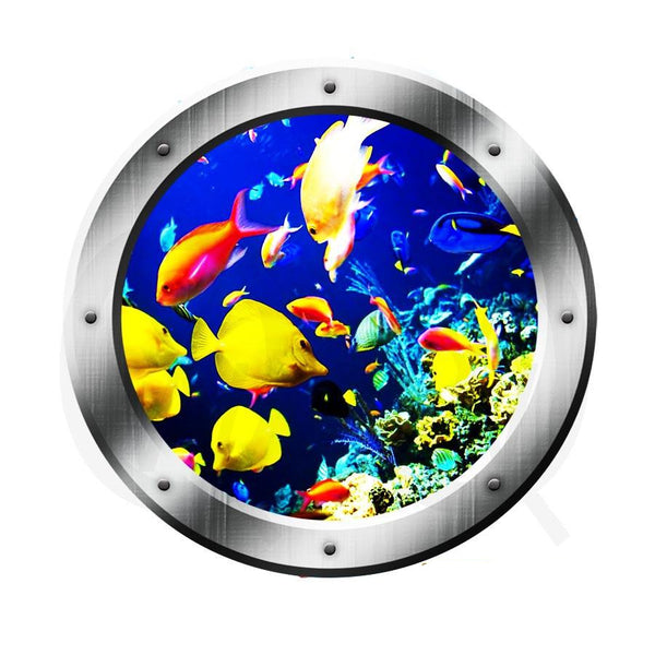 VWAQ Underwater Fish Porthole Window View Peel And Stick Vinyl Wall Decal - PO23 - VWAQ Vinyl Wall Art Quotes and Prints