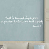 VWAQ I Will Lie Down and Sleep in Peace Psalm 4:8 Bible Vinyl Wall Decal - VWAQ Vinyl Wall Art Quotes and Prints