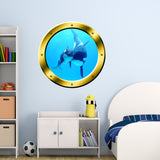 VWAQ Underwater Orca Whale Gold Window Porthole Peel And Stick Vinyl Wall Decal - GP4 - VWAQ Vinyl Wall Art Quotes and Prints