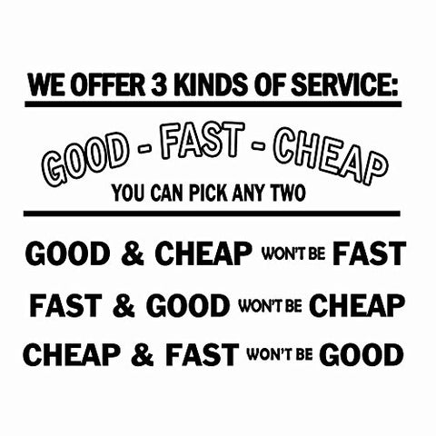VWAQ We Offer 3 Kinds of Service: Good, Fast & Cheap Business Wall Decal - VWAQ Vinyl Wall Art Quotes and Prints