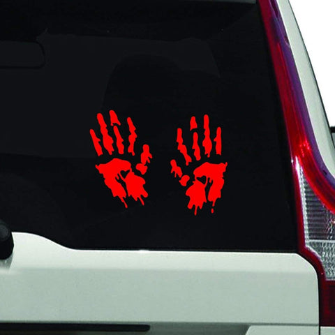 VWAQ Bloody Hands Vehicle Vinyl Window Decal - VWAQ Vinyl Wall Art Quotes and Prints