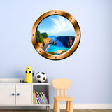 VWAQ Tropical Cove Rocky Scene Silver Window Porthole Peel & Stick Vinyl Wall Decal - BP12 - VWAQ Vinyl Wall Art Quotes and Prints