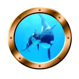 VWAQ Underwater Orca Whale Bronze Porthole Peel And Stick Vinyl Wall Decal - BP4 - VWAQ Vinyl Wall Art Quotes and Prints