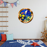 VWAQ Underwater School of Fish Bronze Porthole Peel And Stick Vinyl Wall Decal - BP6
