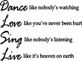 VWAQ Dance Like Nobody's Watching Dance Wall Decal - VWAQ Vinyl Wall Art Quotes and Prints
