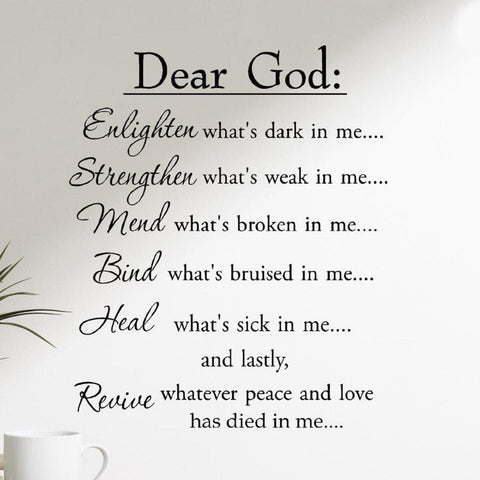 Dear God Enlighten What's Dark in Me Wall Quotes Decal VWAQ