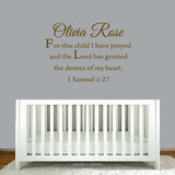 For This Child I Have Prayed Custom Name Wall Decal VWAQ