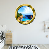 VWAQ Tropical Cove Rocky Scene Silver Window Porthole Peel & Stick Vinyl Wall Decal - GP12 - VWAQ Vinyl Wall Art Quotes and Prints