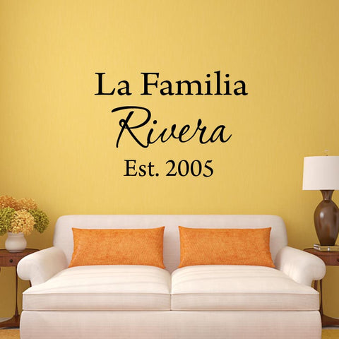 VWAQ La Familia Custom Family Name Spanish Wall Decal Insert Family Name