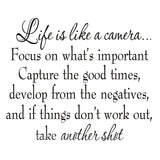 VWAQ Life is Like a Camera Vinyl Wall Decal - VWAQ Vinyl Wall Art Quotes and Prints