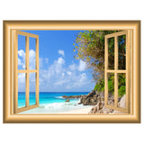 VWAQ Coastline Beach Scene Peel and Stick Window Frame Wall Decal - NW81 - VWAQ Vinyl Wall Art Quotes and Prints