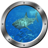 VWAQ Great White Shark Porthole Peel and Stick Wall Decal - PO12 - VWAQ Vinyl Wall Art Quotes and Prints