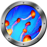 VWAQ Jellyfish Underwater Peel and Stick Porthole View Vinyl Wall Decal - PO19 no background