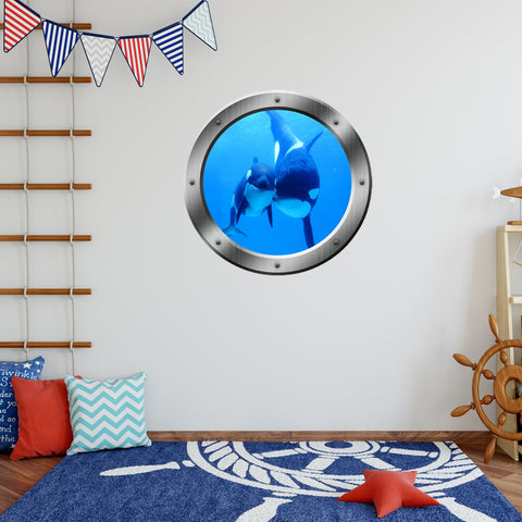 VWAQ Peel and Stick Killer Whales Ocean View Window Porthole Wall Decal - PO20 - VWAQ Vinyl Wall Art Quotes and Prints