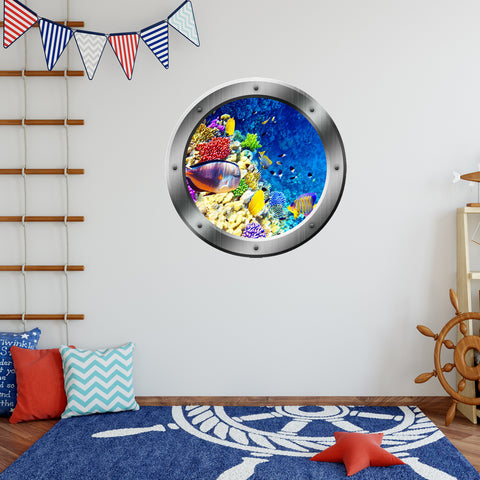 VWAQ Coral Reef Peel and Stick Underwater Porthole Vinyl Wall Decal - PO22 - VWAQ Vinyl Wall Art Quotes and Prints