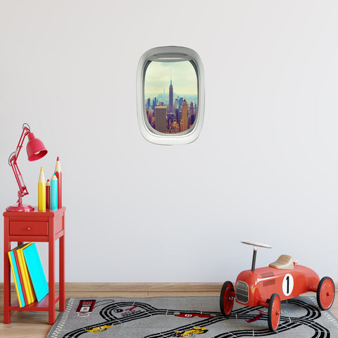 VWAQ New York City Empire State Building Airplane Window View Vinyl Wall Decal - PW12 - VWAQ Vinyl Wall Art Quotes and Prints