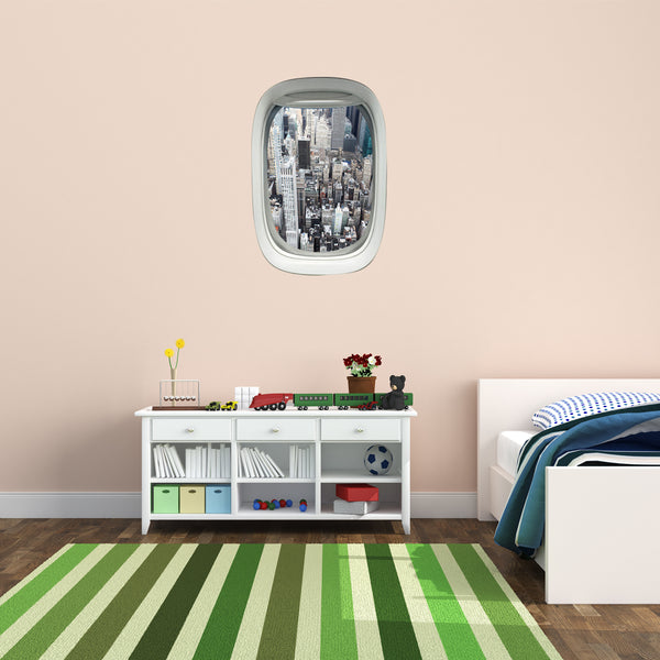 Airplane Window Decal NY City Skyline View Peel and Stick Decal - PW2 - VWAQ Vinyl Wall Art Quotes and Prints