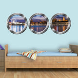 3D Window View Wall Sticker, London Skyline Cityscape Decal - Porthole Vinyl Stickers -SPW22 - VWAQ Vinyl Wall Art Quotes and Prints