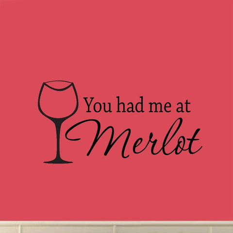 VWAQ You Had Me at Merlot Home Decor Vinyl Wall Art Decal - VWAQ Vinyl Wall Art Quotes and Prints