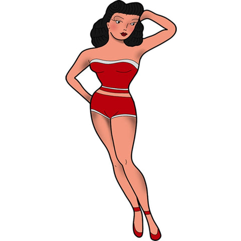 VWAQ Pinup Girl Wall Decals Stickers - Vintage American Traditional Tattoo Wall Art - AT5 - VWAQ Vinyl Wall Art Quotes and Prints