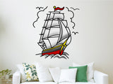 VWAQ Vintage Ship Decal, American Traditional Tattoo Wall Art Decor - AT6 - VWAQ Vinyl Wall Art Quotes and Prints