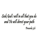 VWAQ Seek God's Will in All That You Do, Proverbs 3:6 Bible Vinyl Wall Decal - VWAQ Vinyl Wall Art Quotes and Prints