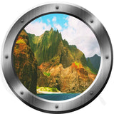 VWAQ Ocean Mountain View Silver Porthole Peel and Stick Vinyl Wall Decal - VWAQ Vinyl Wall Art Quotes and Prints no background