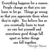 VWAQ Everything Happens for a Reason Marilyn Monroe Quotes Wall Decal - VWAQ Vinyl Wall Art Quotes and Prints