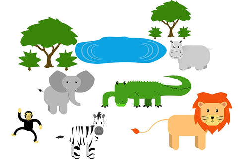 VWAQ Safari Nursery Wall Decals Animals - Jungle Wall Stickers for Kids Playroom Mural Decor - ANP01 - VWAQ Vinyl Wall Art Quotes and Prints