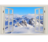 VWAQ Snow Wall Decor Sticker - 3D Window Decal, Snowy Mountain Wall Art - NWT7 - VWAQ Vinyl Wall Art Quotes and Prints no background