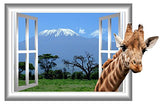 VWAQ Giraffe Mt Kilimanjaro Window Frame View Peel and Stick Vinyl Wall Decal - AN1 - VWAQ Vinyl Wall Art Quotes and Prints