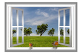 VWAQ Bird on Window Frame in Grassy Field Peel and Stick Vinyl Wall Decal - AN3 - VWAQ Vinyl Wall Art Quotes and Prints