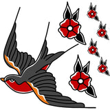 VWAQ Swallow Tattoo Wall Decor Peel and Stick Bird Decals American Traditional Style - AT3 - VWAQ Vinyl Wall Art Quotes and Prints