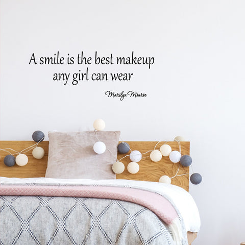 A Smile is the Best Makeup A Girl Can Wear Marilyn Monroe Vinyl Wall Decal - VWAQ Vinyl Wall Art Quotes and Prints