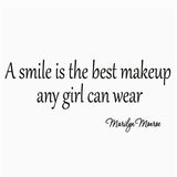 A Smile is the Best Makeup A Girl Can Wear Marilyn Monroe Vinyl Wall Decal - VWAQ Vinyl Wall Art Quotes and Prints