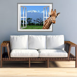 VWAQ Giraffe Mt Kilimanjaro Window Frame View Peel and Stick Vinyl Wall Decal - AN1 - VWAQ Vinyl Wall Art Quotes and Prints