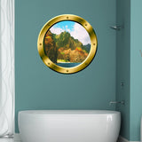 VWAQ Ocean Mountain View Gold Porthole Peel and Stick Vinyl Wall Decal - GP39