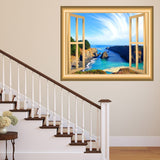 VWAQ Ocean Window 3D Wall Decal Seaside Decor Peel and Stick Mural