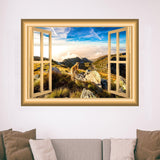 VWAQ Mountains Window Wall Decal Nature Wall Decor Peel and Stick Mural
