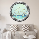 VWAQ Seagulls Ocean Peel and Stick Window Porthole Vinyl Wall Decal SP37