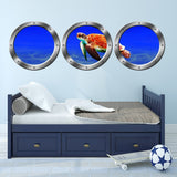 VWAQ Ocean Porthole - Sea Turtle Animals Wall Stickers, Submarine Window Decal