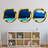 VWAQ Ship Porthole Windows Ocean View Marina with Sailboats - SPW3 no background