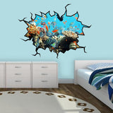 VWAQ School Of Fish Crack in the Wall Peel & Stick Removable Decal Coral Reef