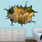 VWAQ Safari Hole in the Wall View of Tigers Removable Jungle Wall Decal