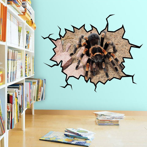 VWAQ Tarantula Wall Decal Peel and Stick Removable Crack in the Wall Mural