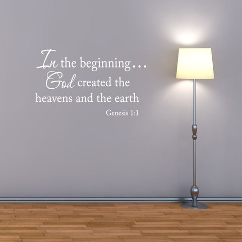 VWAQ In the Beginning God Created the Heavens and the Earth Wall Decal (WHITE) - VWAQ Vinyl Wall Art Quotes and Prints