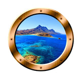 VWAQ Ocean Side Cliff View Bronze Porthole Peel and Stick Vinyl Wall Decal - VWAQ Vinyl Wall Art Quotes and Prints no background