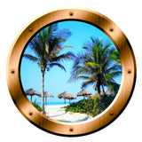 Beach Palm Trees Scene Peel and Stick Bronze Vinyl Wall Decal Porthole - VWAQ Vinyl Wall Art Quotes and Prints