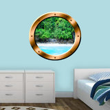 VWAQ Island Trees Beach View Bronze Porthole Peel and Stick Vinyl Wall Decal - VWAQ Vinyl Wall Art Quotes and Prints