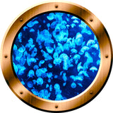VWAQ Underwater Jellyfish Bronze Porthole Peel and Stick Vinyl Wall Decal - BP28 no background